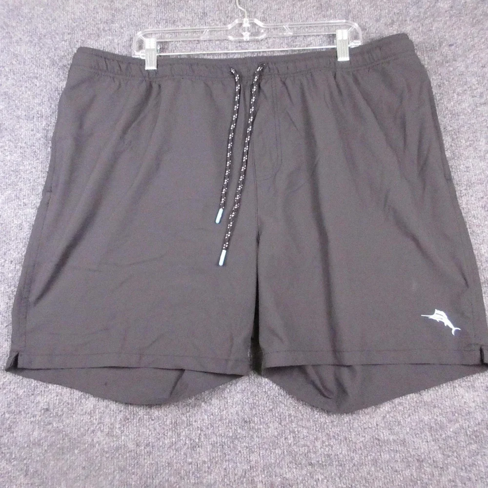 Tommy Bahama Swim Shorts Mens 2XL Black Elastic Waist Lined Trunks Quick Dry